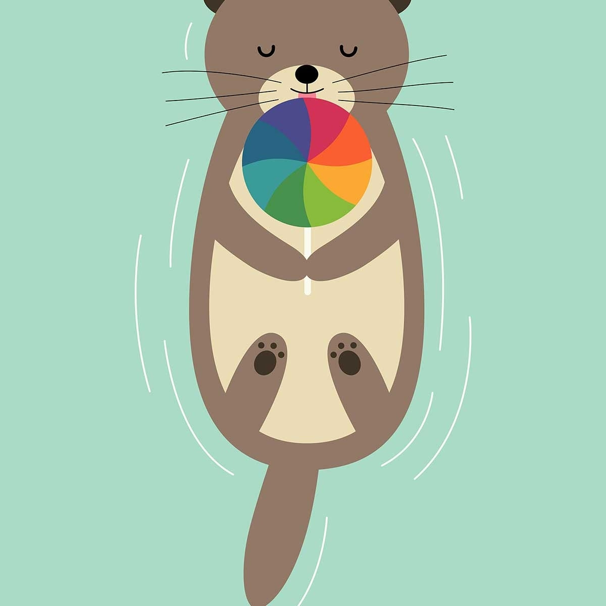 Affiche  loutre en baignade Affiche sous cadre noir