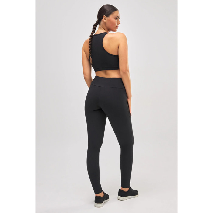 Leggings sportivi a vita alta in cotone nero