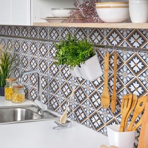 Stickers muraux - Sticker Mural Carrelage adhésif Cuisine Salle de Bain - 30 STICKERS CARRELAGES AZULEJOS LOANA