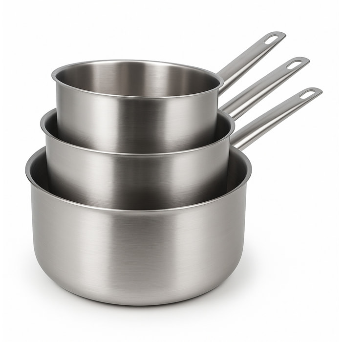 Lot de 3 casseroles en acier inoxydable - tous feux PROFESSIONNEL
