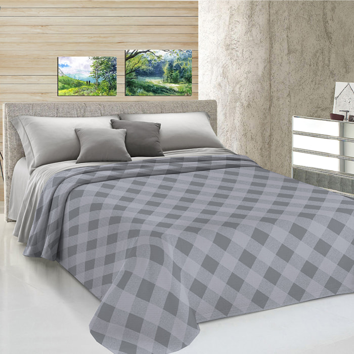 Copriletto di cotone lovely check grigio