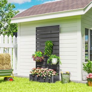 Jardinière treillis haut H.180 cm aluminium composite noir effet bois