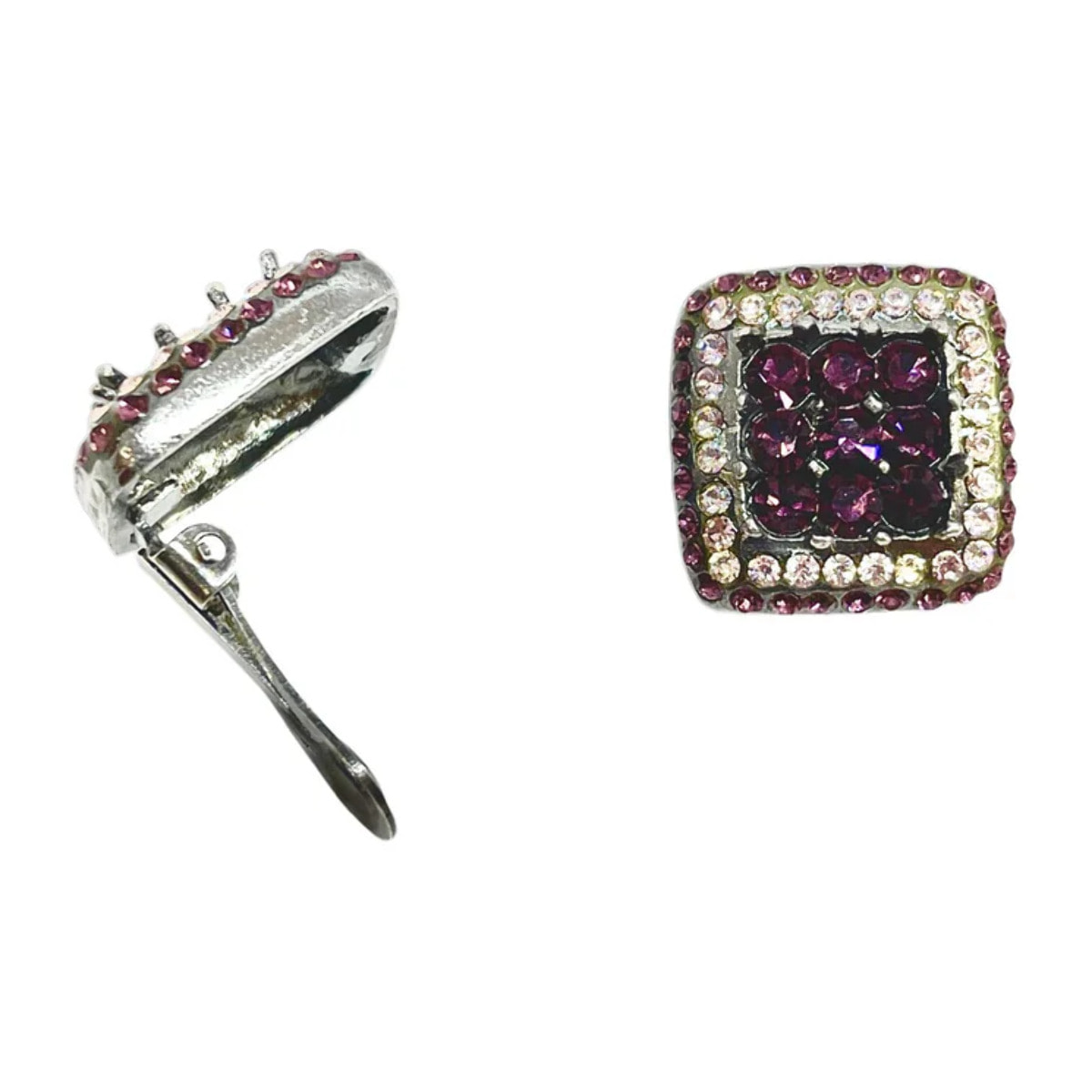 Pendiente clip multicristal Sw y plata 925 10µ
