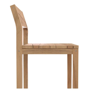 Lot de 2 chaises de bar extérieur 74 cm en bois de teck massif - Tunga