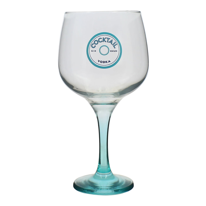 Lot de 2 verres à pied cocktail 73cl en verre transparent pied bleu
