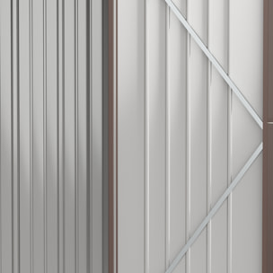 Caseta de Jardín 1,34 m² 161,5x94,5x196 cm Cobertizo Exterior de Acero Galvanizado con Puerta y Cerradura para Almacenamiento de Herramientas Marrón