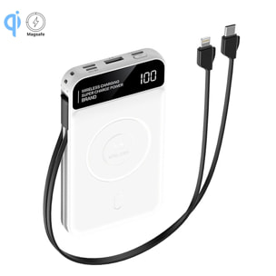 Powerbank da 10.000 mAh con ricarica wireless da 5 W, uscita di ricarica super rapida PD22,5 W, ricarica rapida. Schermata dell'indicatore di carica.