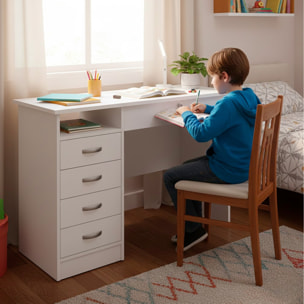 Scrivania Da Ufficio Con 5 Cassetti E Cassetto Con Serratura Desk Moderno Salvaspazio Per Studio Cameretta E Home Office 109.3 x 48.5 x 75.6 Cm Bianco