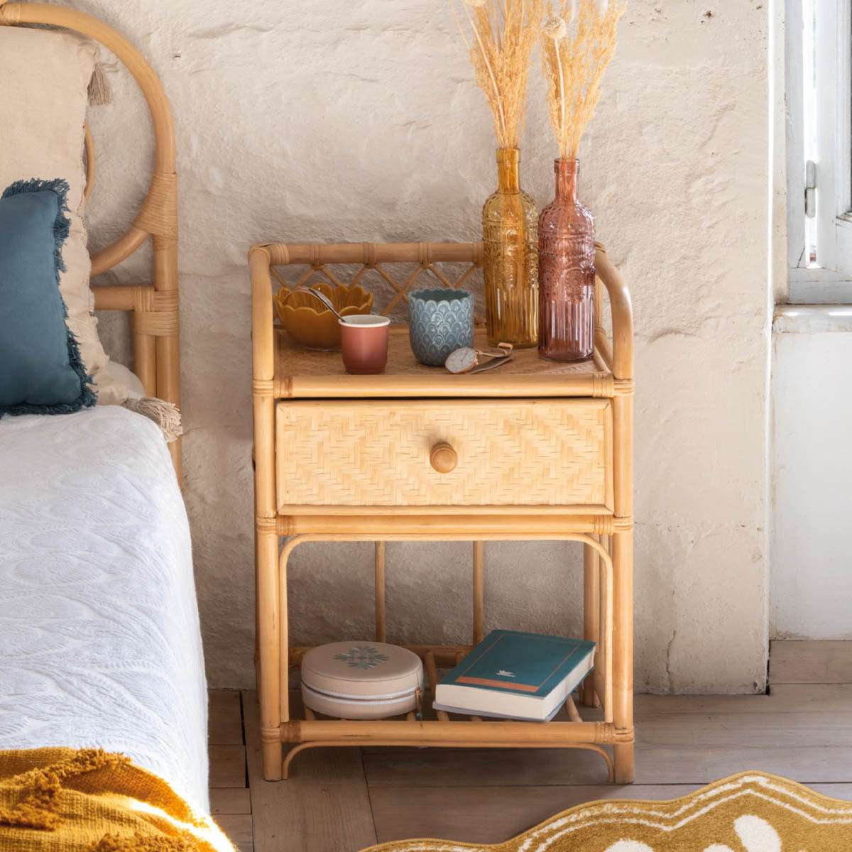 Table de chevet "Aoni" - rotin