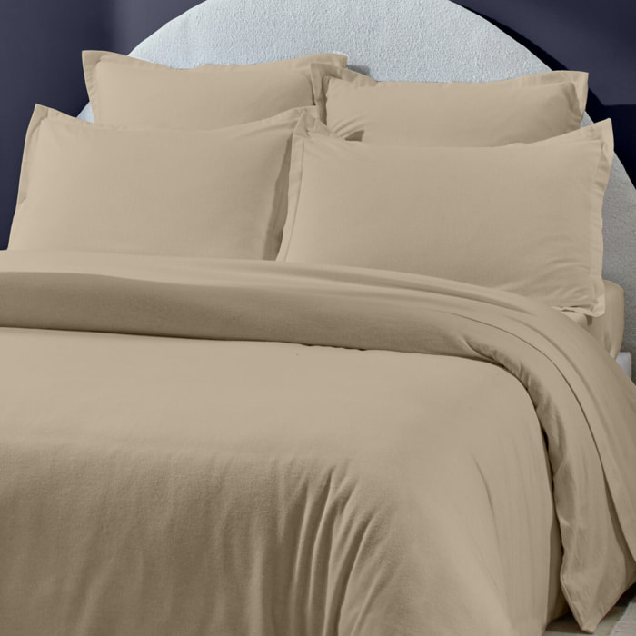 Taie d'oreiller 100% flanelle de coton - ficelle