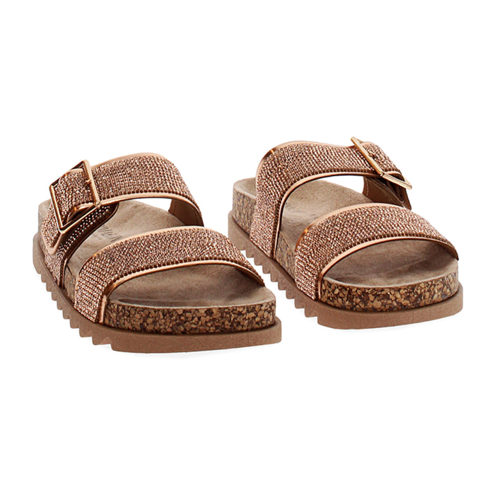 Fussbett rosa-oro con pietre da donna