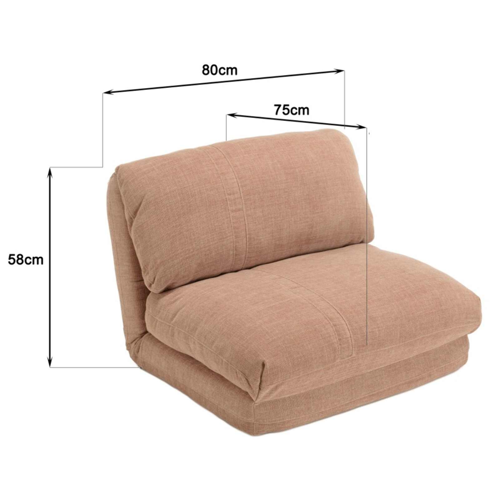 ANGELE - Chauffeuse 1 place multi-position en tissu couleur vieux rose