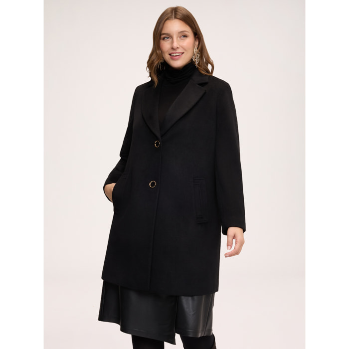 Fiorella Rubino - Cappotto monopetto misto lana - Nero