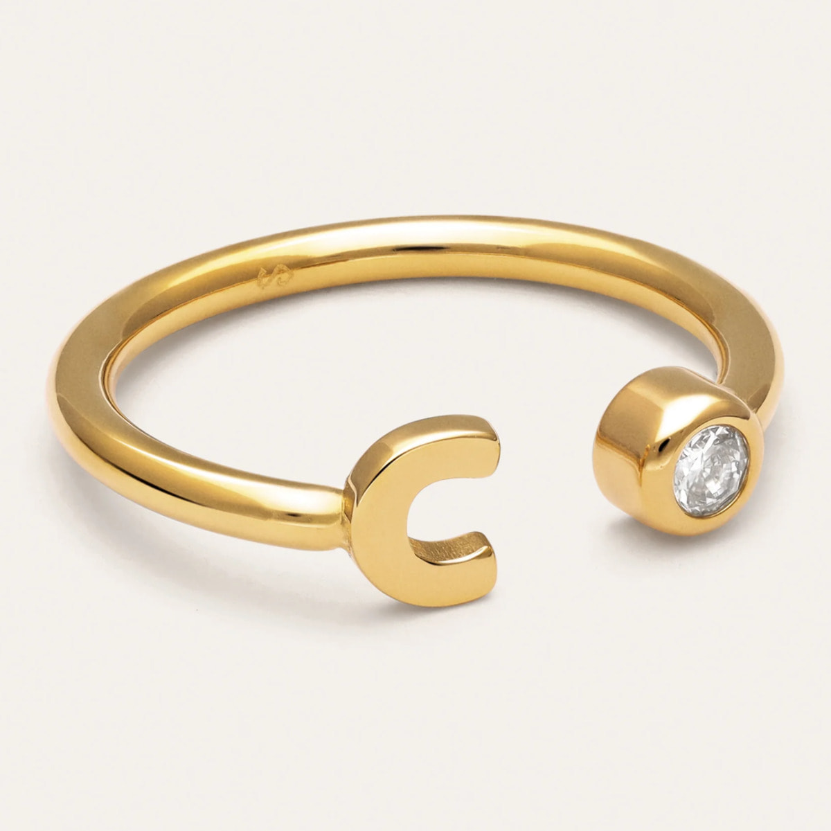 Anello Personalizzato Letter Spark  Acciao Placcato Oro
