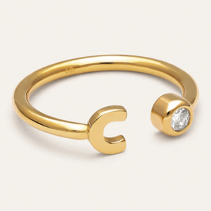 Anello Personalizzato Letter Spark  Acciao Placcato Oro