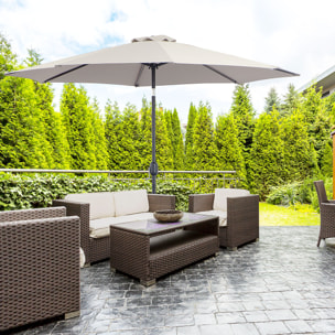 Sombrilla de Jardín Ø295x250 cm con Inclinación y Poste Desmontable Gris Claro