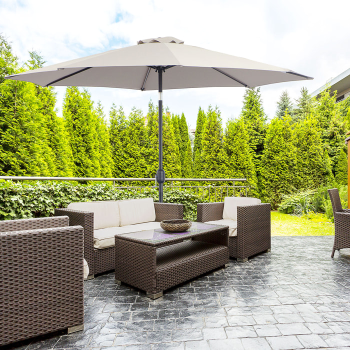 Sombrilla de Jardín Ø295x250 cm con Inclinación y Poste Desmontable Gris Claro