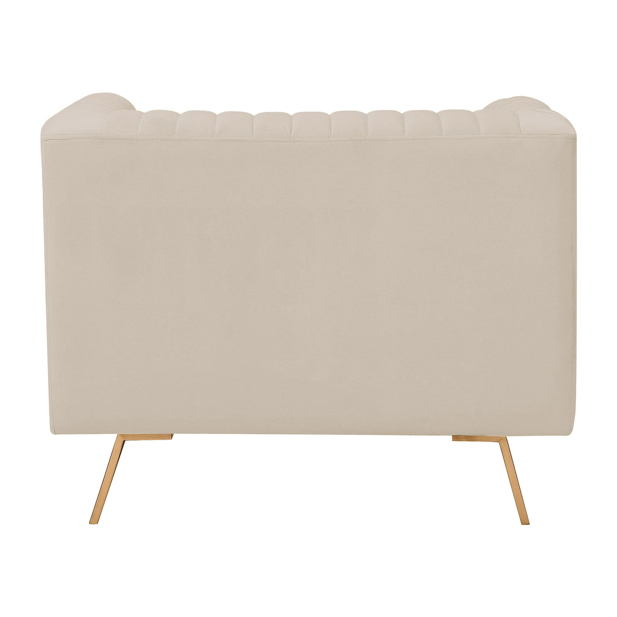 Fauteuil en velours beige et pieds en métal doré - Gatsby