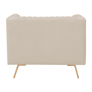 Fauteuil en velours beige et pieds en métal doré - Gatsby