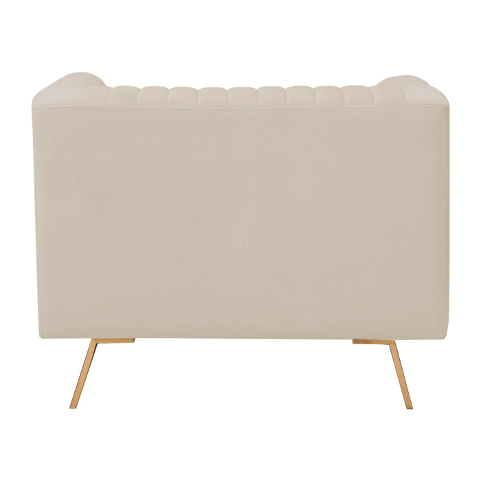 Fauteuil en velours beige et pieds en métal doré - Gatsby