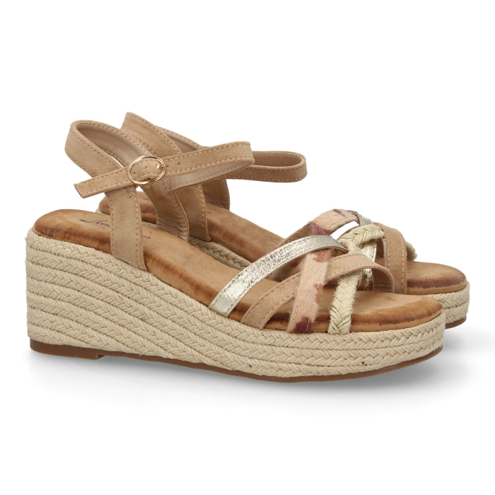 Sandalia de cuña para mujer, diseño de tiras cruzadas