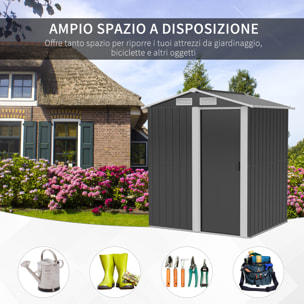 Outsunny Casetta da Giardino Porta Attrezzi in Acciaio, Tetto inclinato e 4 Prese d'Aria, 152x132x188cm