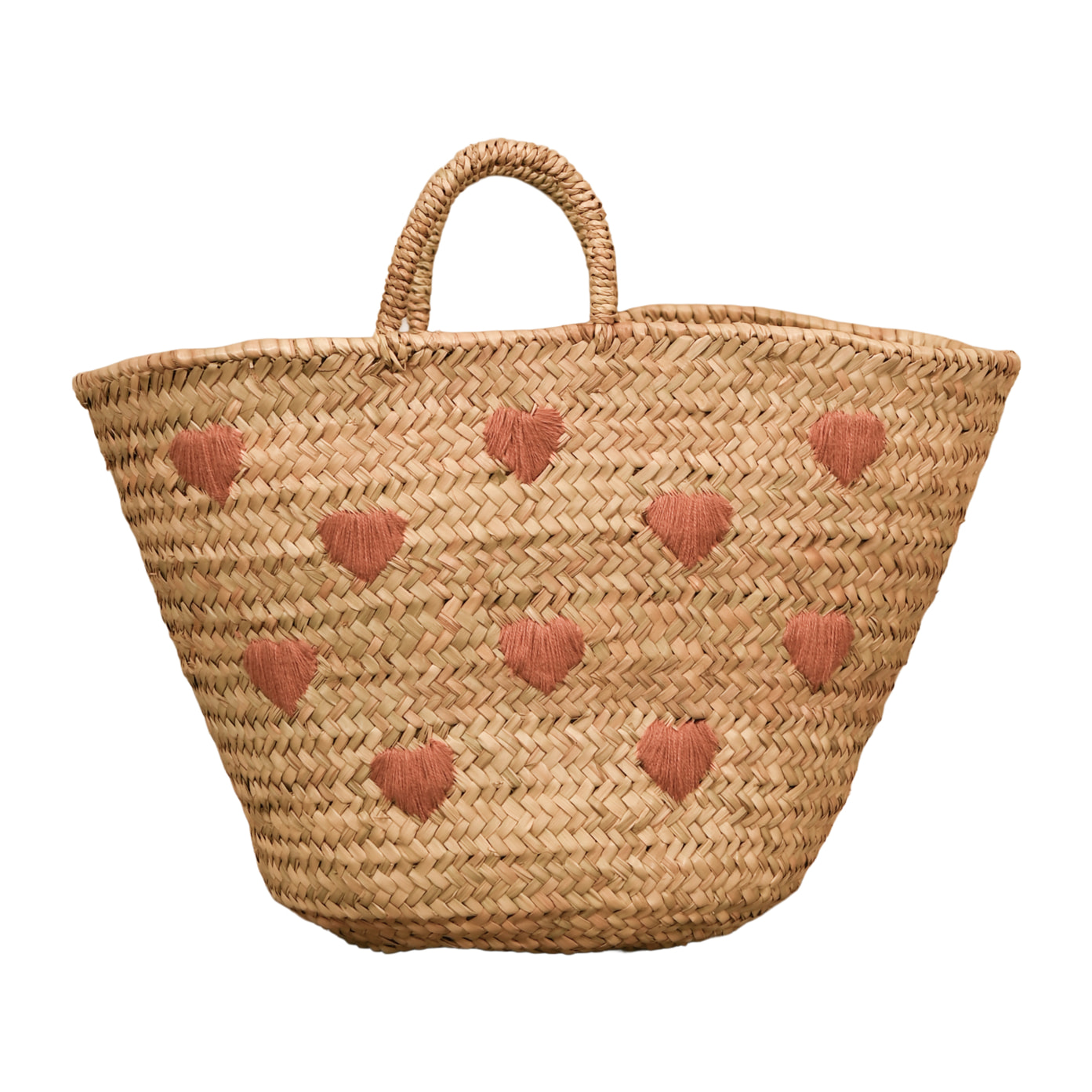 Panier cœur brodé - Rose