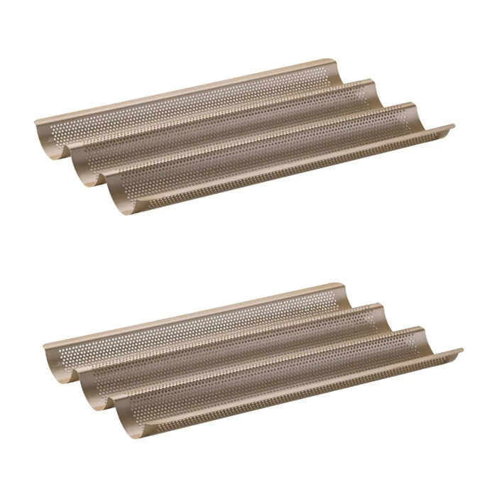 Lot de 2 moules à gâteaux 38,5/24,6/3 cm en acier Zenker Mojave Gold
