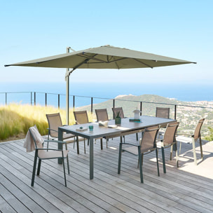 Parasol déporté rectangulaire inclinable Melhia 4x3 m vert laurier