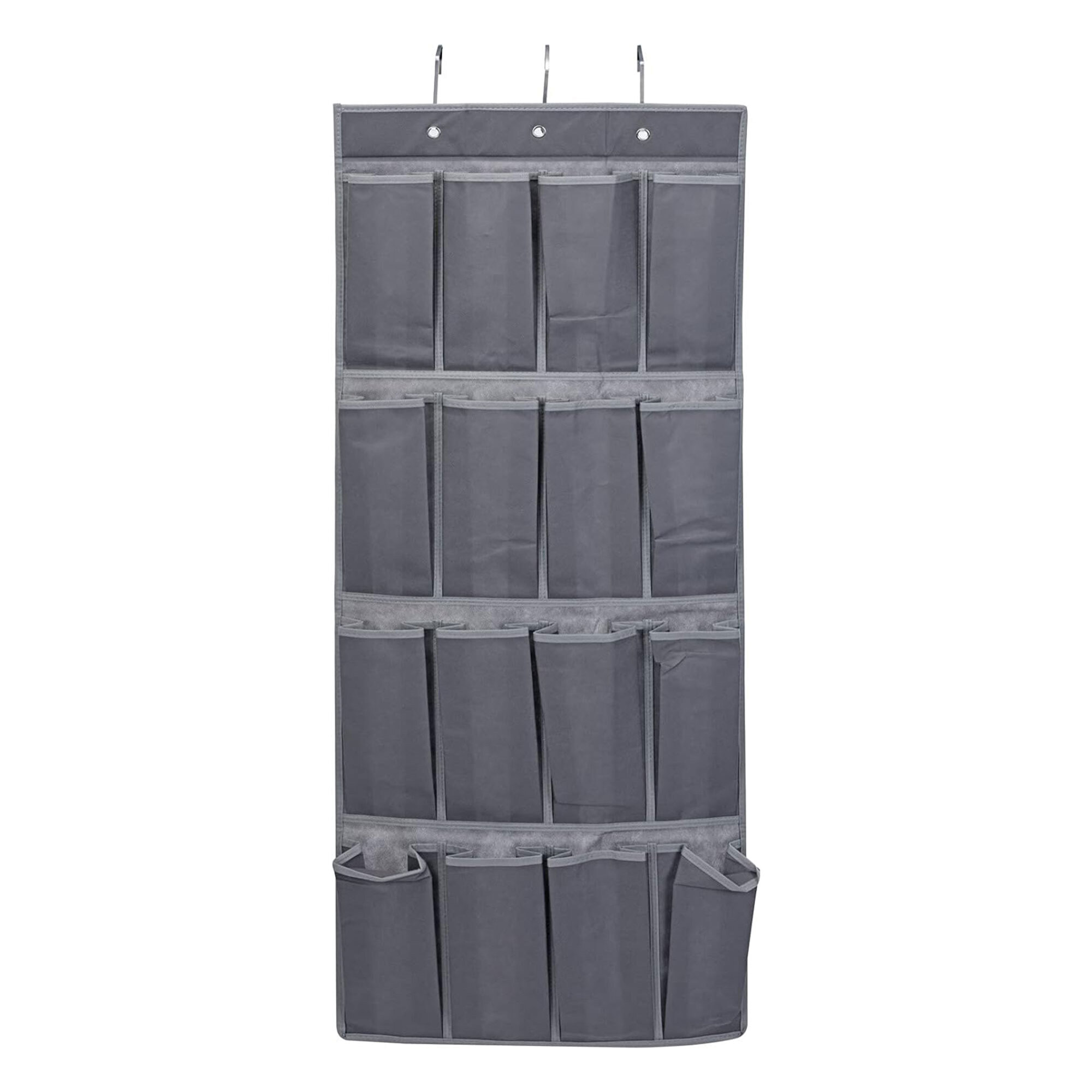 Well home organizador de puertas con 16 casillas y 3 ganchos de metal - gris oscuro