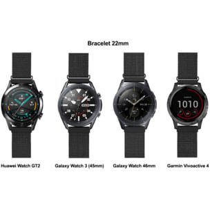 Bracelet IBROZ Samsung/Huawei 22mm Maille noir