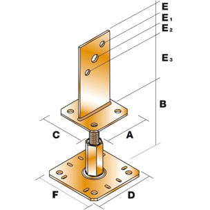 Support de poteau réglable SIMPSON - H.320 x ép.4 mm - PPSR320