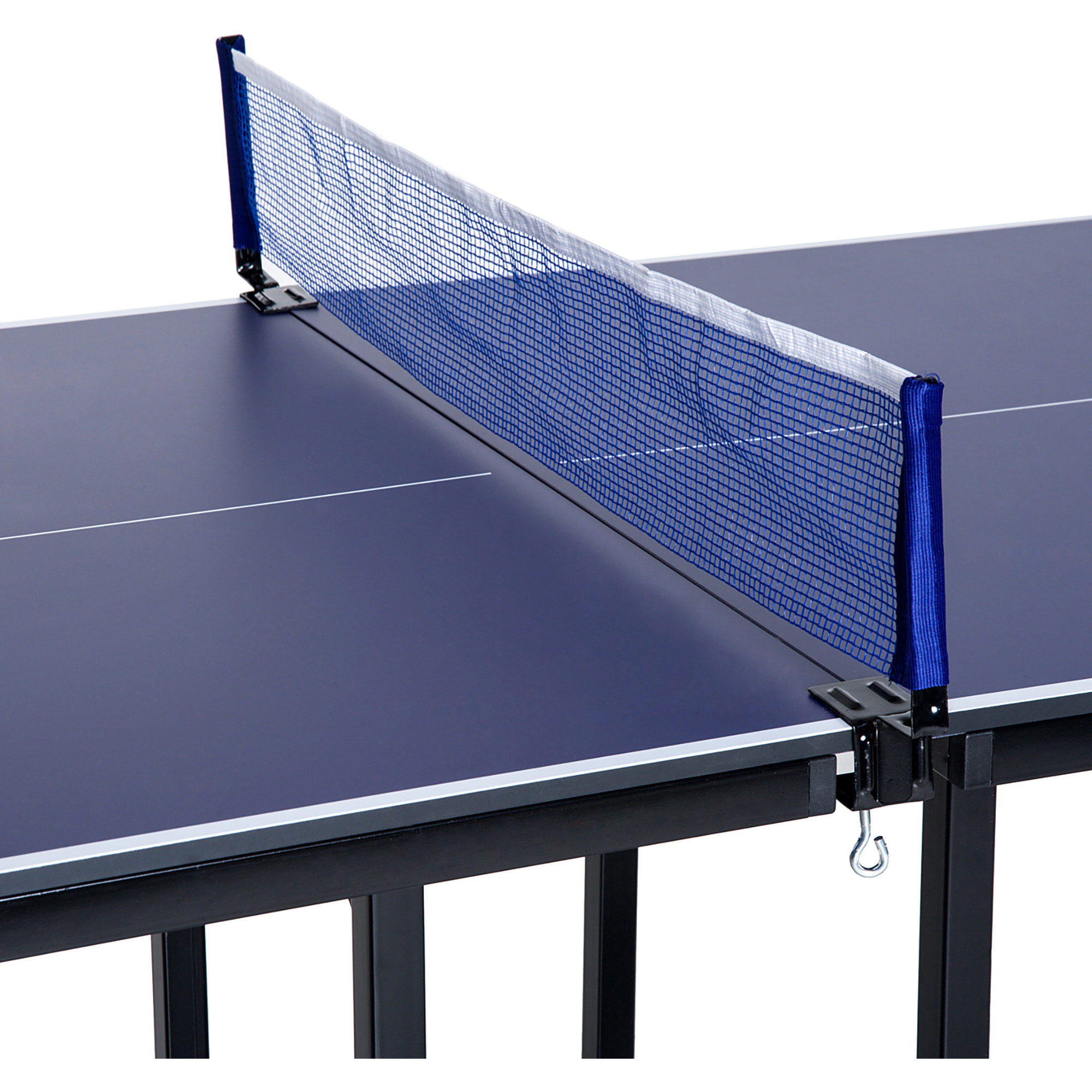 Table de ping-pong tennis de table pliable compacte pieds de nivellement antidérapants acier noir MDF bleu