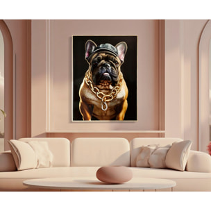 DIPINTO SU TELA LACCATO BULLY C/CORNICE CM 62X4X82