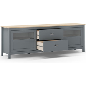 Meuble TV 2 portes 2 tiroirs en bois - MACHA