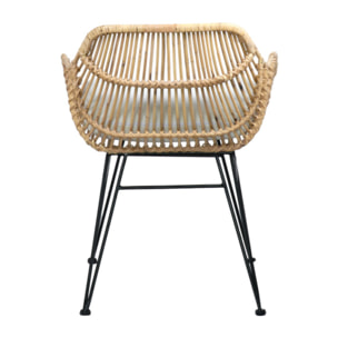 Fauteuil en rotin & pieds métal - RATTAN