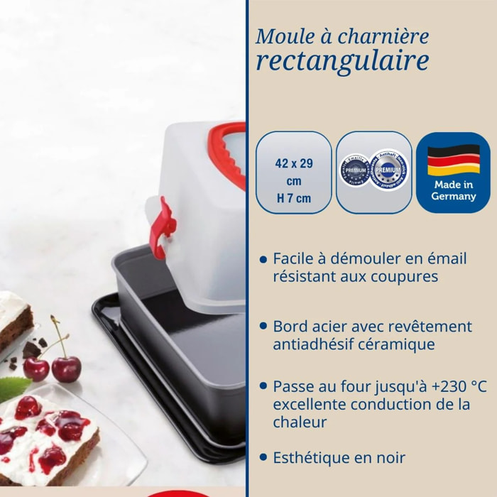 Moule à charnière rectangulaire avec couvercle de transport 42 x 29 x 7 cm Dr. Oetker Back-Idee Kreativ