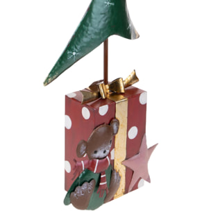 Albero natale artificiale con Pacco Dono - Pezzi 1 - Colore Rosso - 31x80Hx12,7cm - Bianchi Dino