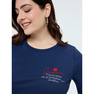 Fiorella Rubino - T-shirt in cotone con scritta - Blu
