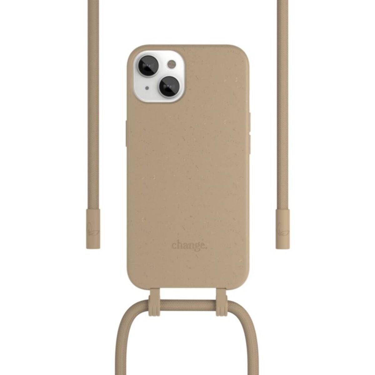 Coque avec cordon WOODCESSORIES iPhone 14 Plus Tour de cou Taupe