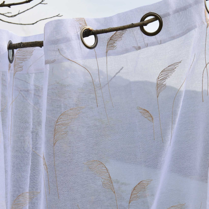 Voilage brodé de pampas - Beige