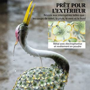 Statue de jardin héron debout décoration extérieure métal vert