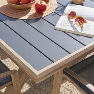 Table de jardin extensible "Axiome" graphite & honey 12 places en aluminium
