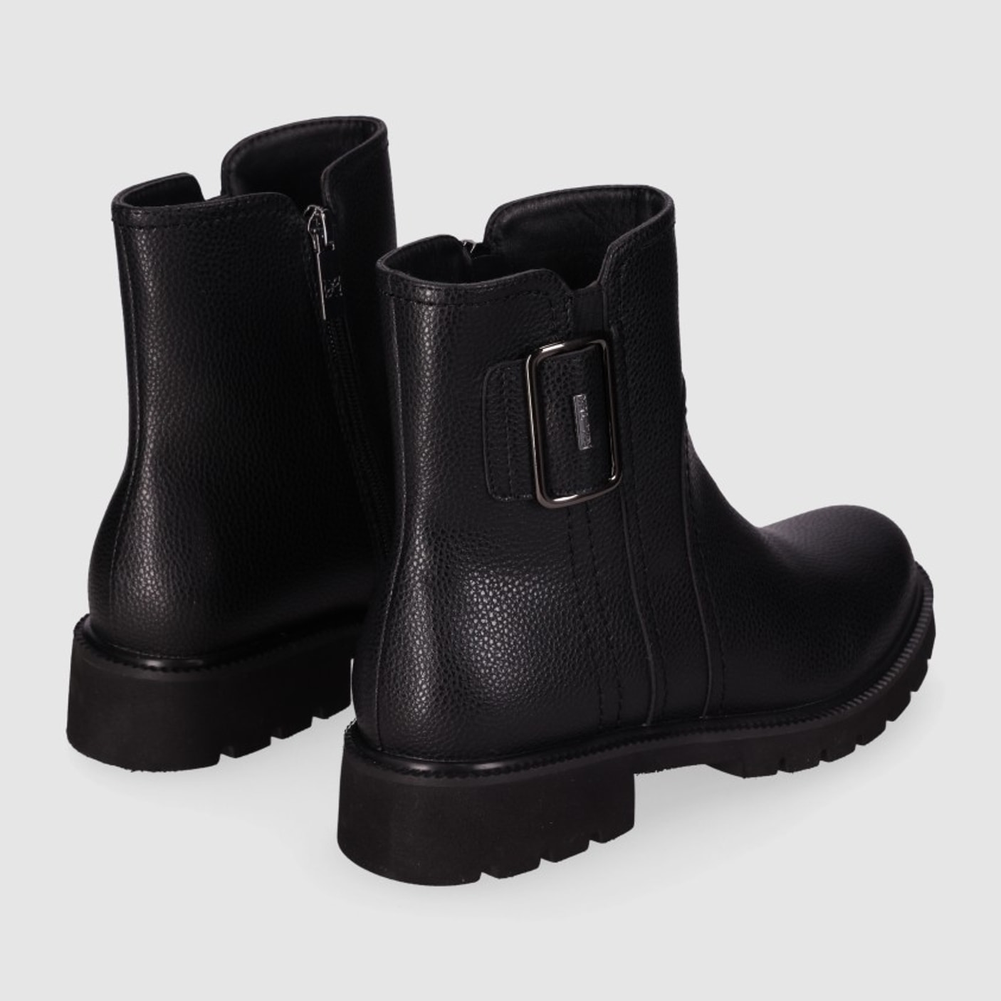 Botines de Piel - Negro - Tacón: Bajo