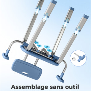 Chaise de douche réglable avec accoudoirs dossier alu HDPE bleu