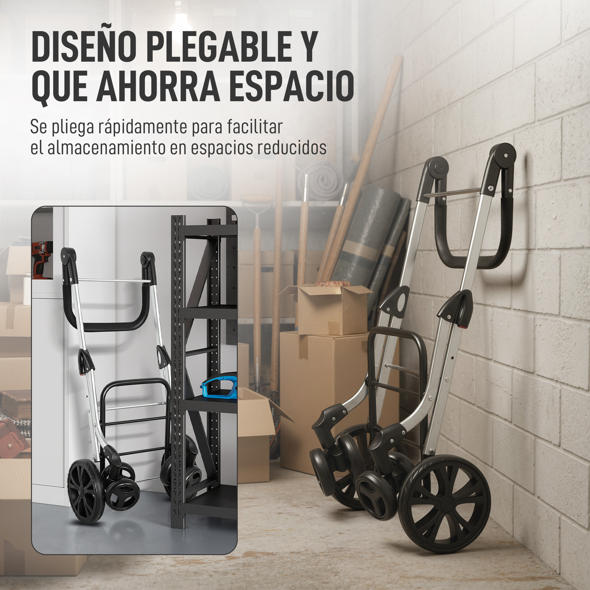 Carrito de Compra Plegable de 46 L de Aluminio con Bolsa Térmica, Carro de la Compra 3 en 1 con 6 Ruedas y Asa Ajustable, para Supermercado, Gris