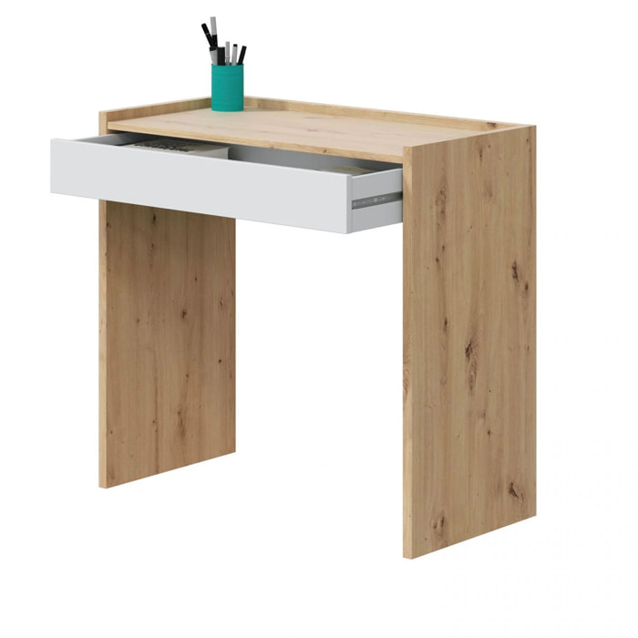 Mesa de escritorio Noa Blanco Artik (Blanco Mate) - Roble Nodi