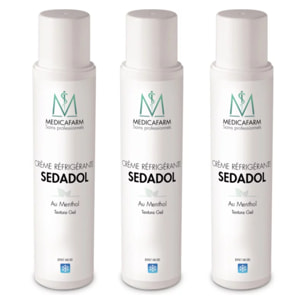 MEDICAFARM - Crème réfrigérante SEDADOL au menthol - Effet froid - Aide à soulager les douleurs et sensations de jambes lourdes - 3 flacons airless 250 ml