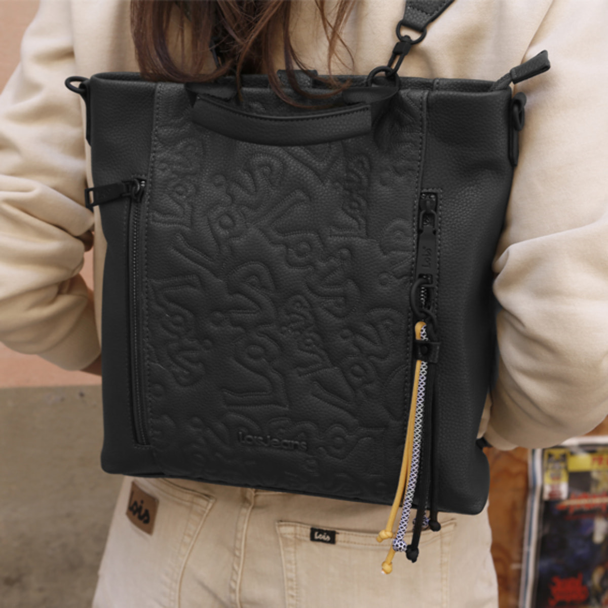 Bolso Mochila Mujer Lois Vancouver Negro