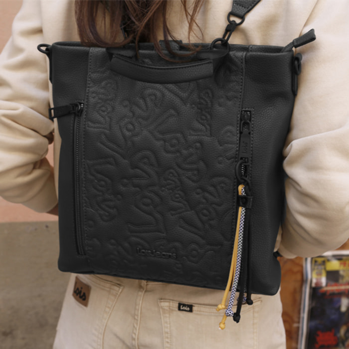 Bolso Mochila Mujer Lois Vancouver Negro